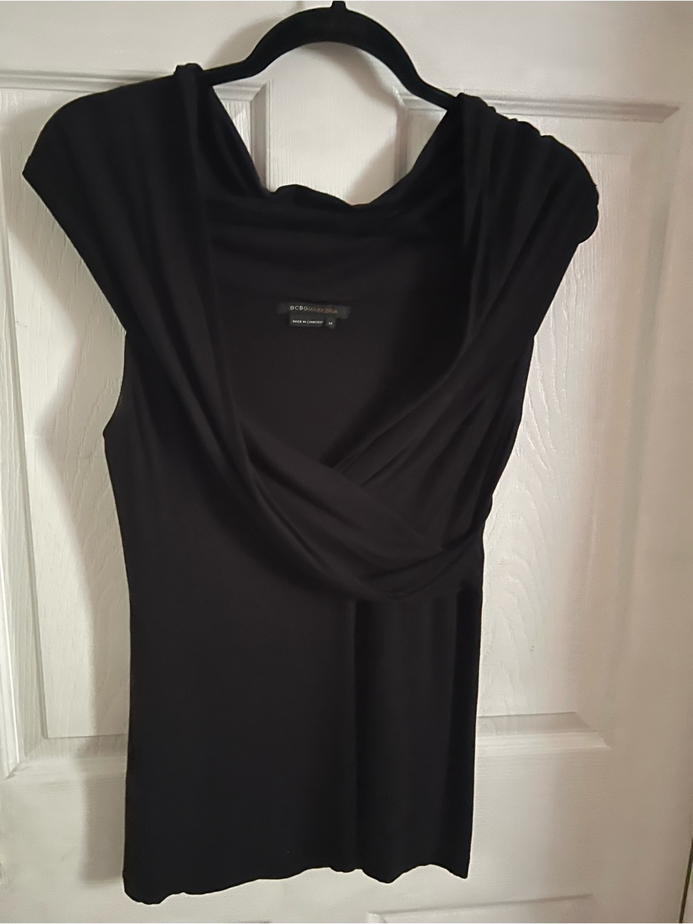 Women's Black Draped Neck Top